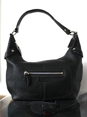 Coach Black Pebbled Leather Shoulder Bag